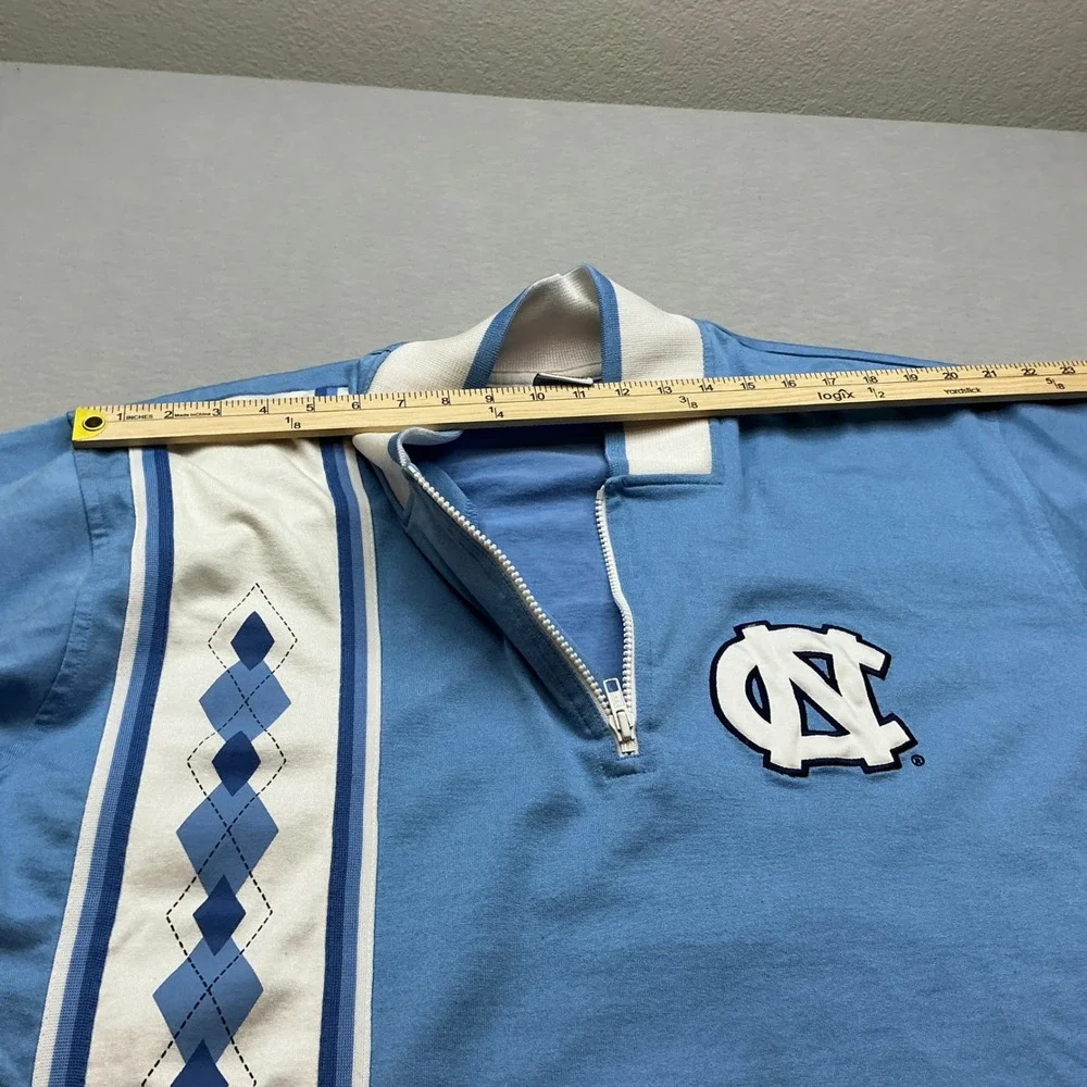 Nike UNC‎ Tar Heels Quarter Zip Polo Shirt Large Blue Argyle Stripe Vintage Men